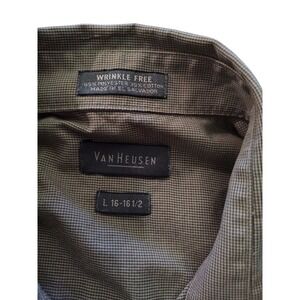Van Heusen Dress Shirt Wrinkle‎ Free Long Sleeve Mens Brown Large 16-16 1/2